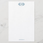 Royal Monogram Crest Marine Blauw Gepersonaliseerd Briefpapier (Voorkant)
