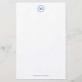 Royal Monogram Crest Marine Blauw Gepersonaliseerd Briefpapier (Voorkant)