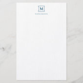 Royal Monogram Crest Marine Blauw Gepersonaliseerd Briefpapier (Voorkant)