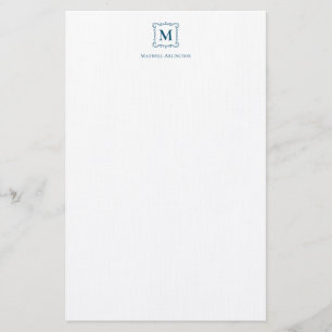 Royal Monogram Crest Marine Blauw Gepersonaliseerd Briefpapier