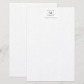 Royal Monogram Crest Smokey Grey Gepersonaliseerd Briefpapier (Voorkant / Achterkant)