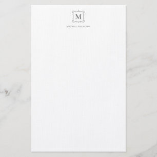 Royal Monogram Crest Smokey Grey Gepersonaliseerd Briefpapier