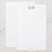 Royal Monogram Crest Smokey Grey Gepersonaliseerd Briefpapier (Voorkant / Achterkant)