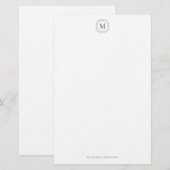 Royal Monogram Crest Smokey Grey Gepersonaliseerd Briefpapier (Voorkant / Achterkant)