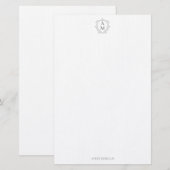 Royal Monogram Crest Smokey Grey Gepersonaliseerd Briefpapier (Voorkant / Achterkant)
