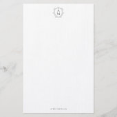 Royal Monogram Crest Smokey Grey Gepersonaliseerd Briefpapier (Voorkant)