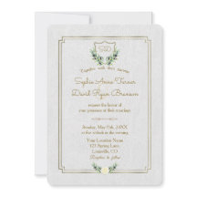 Royal Monogram Gold Crest Greenery Wedding