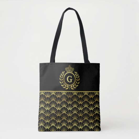 Royal Monogram Gold Laurel Wreath Crown Deco Shell Tote Bag (Voorkant)