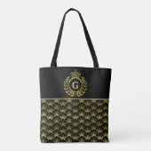 Royal Monogram Gold Laurel Wreath Crown Deco Shell Tote Bag (Achterkant)