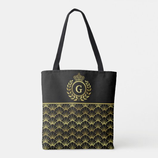 Royal Monogram Gold Laurel Wreath Crown Deco Shell Tote Bag (Achterkant)