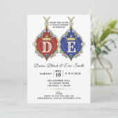 Royal Monogram Paren Trouwdouche Uitnodiging (Staand voorkant)