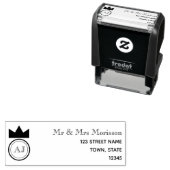 Royal Monogram Weduwkeeradres Zelfinktende Stempel (In situ)