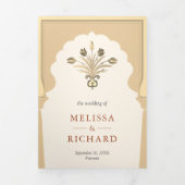 Royal Mughal thema Tuin Indiase stijl bruiloft Drieluik Uitnodiging (Cover)