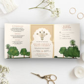 Royal Mughal thema Tuin Indiase stijl bruiloft Drieluik Uitnodiging