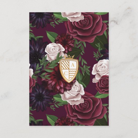 Royal Muse Fantasy Plum Bloemen & Lion Crest Informatiekaartje (Achterkant)