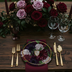 Royal Muse Medieval Fantasy Crest & Floral Wedding Papieren Bordje