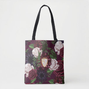 Royal Muse Medieval Fantasy Crest & Floral Wedding Tote Bag