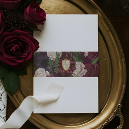 Royal Muse Medieval Fantasy Crest & Floral Wedding Uitnodigingen Wikkel