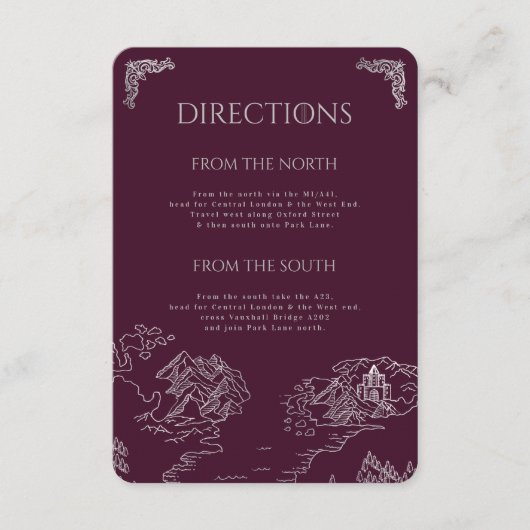 Royal Muse Medieval Fantasy Old Wereldkaart Weddin Informatiekaartje (Voorkant)