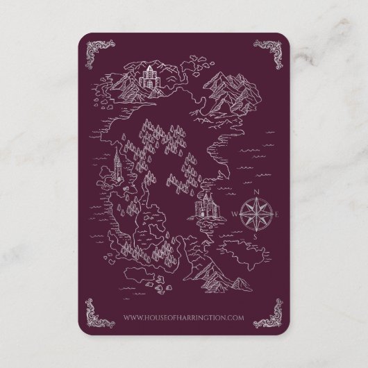 Royal Muse Medieval Fantasy Old Wereldkaart Weddin Informatiekaartje (Achterkant)