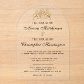 Royal Muse Medieval Fantasy Plum Floral Wedding Acryl Uitnodigingen (Voorkant)