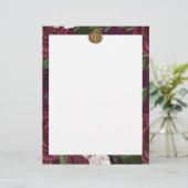 Royal Muse Medieval Fantasy Plum Floral Wedding Briefhoofd (Staand voorkant)