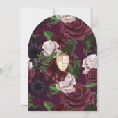 Royal Muse Medieval Fantasy Plum Floral Wedding Kaart (Achterkant)