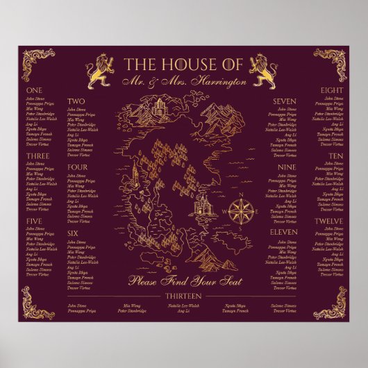 Royal Muse Medieval Fantasy Wedding Map 13 Zitplaa Poster (Voorkant)