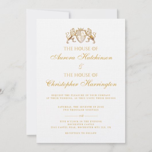 Royal Muse Medieval Fantasy White Floral Wedding Kaart (Voorkant)