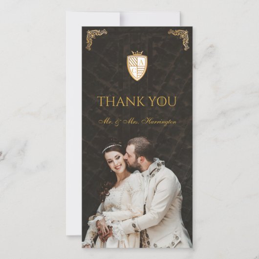 Royal Muse middeleeuwse fantasie leeuw embleem bru Bedankkaart (Voorkant)