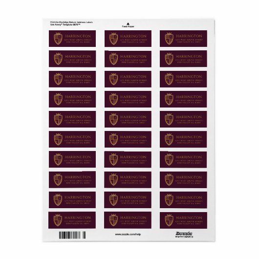 Royal Muse Middeleeuwse Fantasie Monogram Crest Br Etiket (Full Sheet)