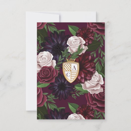 Royal Muse Middeleeuwse Fantasy Shield Bloemen Huw Bedankkaart (Achterkant)