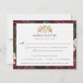 Royal Muse middeleeuwse leeuwencrest & bloemenbrui RSVP Kaartje (Voorkant)