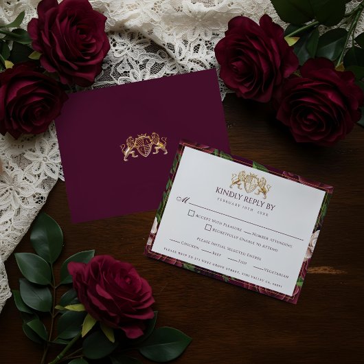 Royal Muse middeleeuwse leeuwencrest & bloemenbrui RSVP Kaartje