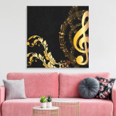 Royal Music Note zwart gold Canvas Afdruk (Insitu (Woonkamer))