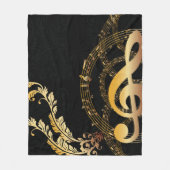Royal Music Note zwart gold Fleece Deken (Voorkant)