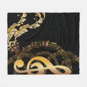 Royal Music Note zwart gold Fleece Deken (Voorkant (Horizontaal))