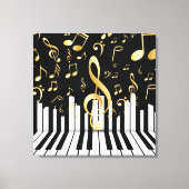 Royal Music Note zwart gouden piano toetsen Canvas Afdruk (Voorkant)