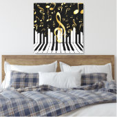 Royal Music Note zwart gouden piano toetsen Canvas Afdruk (Insitu (Slaapkamer))