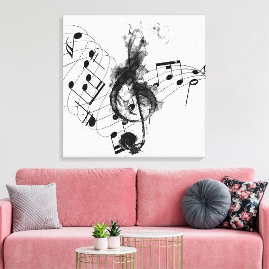 Royal Music Note zwart-wit Canvas Afdruk (Insitu (Woonkamer))