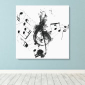Royal Music Note zwart-wit Canvas Afdruk (Insitu (Houten vloer))
