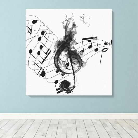 Royal Music Note zwart-wit Canvas Afdruk (Insitu (Houten vloer))