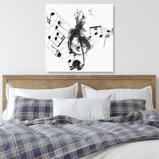 Royal Music Note zwart-wit Canvas Afdruk (Insitu (Slaapkamer))