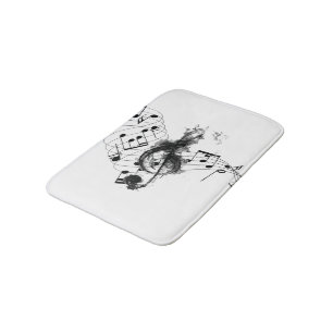 Royal Music Note zwart-wit rookeffect Badmat