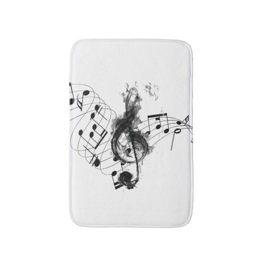 Royal Music Note zwart-wit rookeffect Badmat (Voorkant Verticaal)