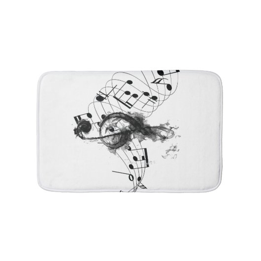 Royal Music Note zwart-wit rookeffect Badmat (Voorkant)