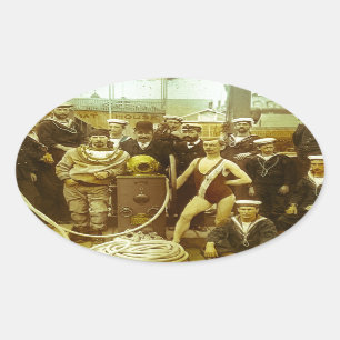 Royal Naval Exhibition 1891 Magic Lantern Slide Ovale Sticker