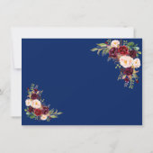 Royal Navy Blauw Bourgondië Bloemen Goud Save The  Save The Date (Achterkant)