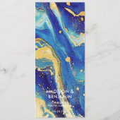 Royal Navy Blauw en Goud Elegant Huwelijk Programmakaart (Achterkant)