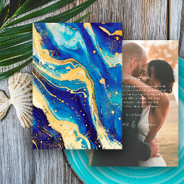 Royal Navy Blauw Goud Gepersonaliseerde Fotobruilo Bedankkaart